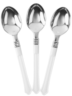 Ложки, Элегант, Белый/Серебро, Металлик, 17,5 см, 10 шт. в упак. 