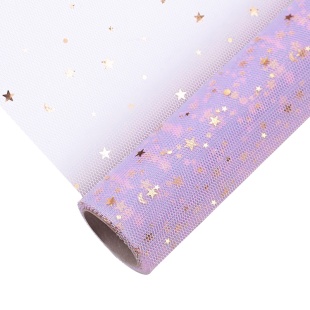 Фатин в рулоне (48 см*4,57 м) Звездное сияние, Сиреневый, Металлик, 1 шт.