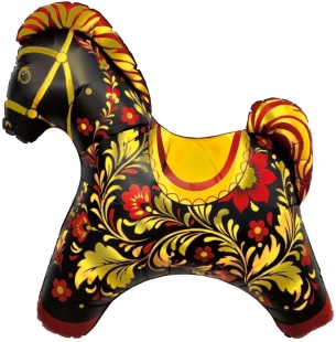 Шар (32''/81 см) Фигура, Лошадка Золотая роспись, 1 шт. в уп.