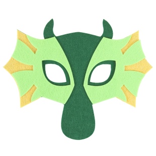 Маска карнавальная, из фетра, Дракон, Зеленый, 22*17 см, 1 шт. 
