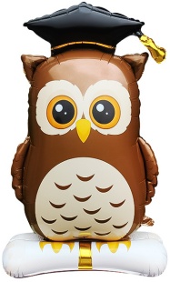 Шар 3D (61''/155 см) Фигура на подставке, Сова Выпускник, 1 шт. в уп.