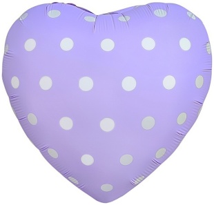 Шар (18''/46 см) Сердце, Кремовый горошек, Сиреневый, 1 шт.