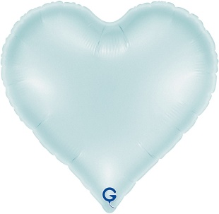 Шар (18''/46 см) Сердце, Голубой, Сатин, 1 шт.